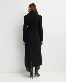 Czarny dwurzędowy płaszcz z wełny - Image #3