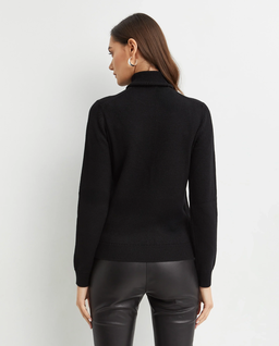 Czarny wełniany golf z haftowanym logo - Image #3