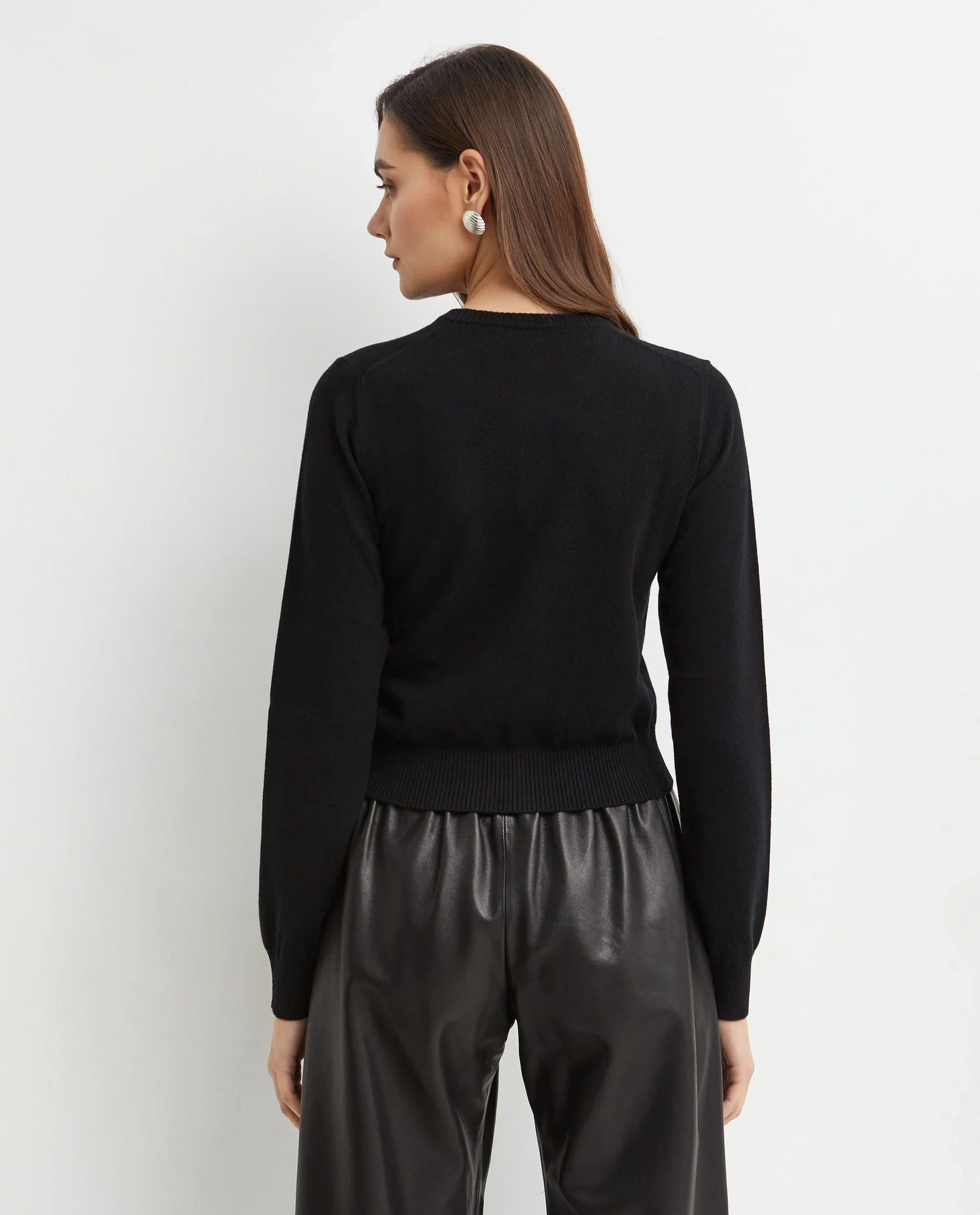 Czarny kaszmirowy kardigan - Image #3