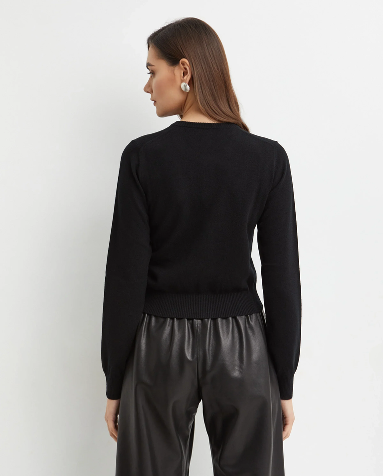 Czarny kaszmirowy kardigan - Image #3