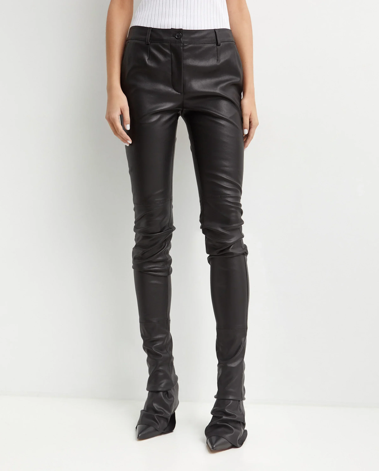 Czarne skórzane spodnie Slim Fit