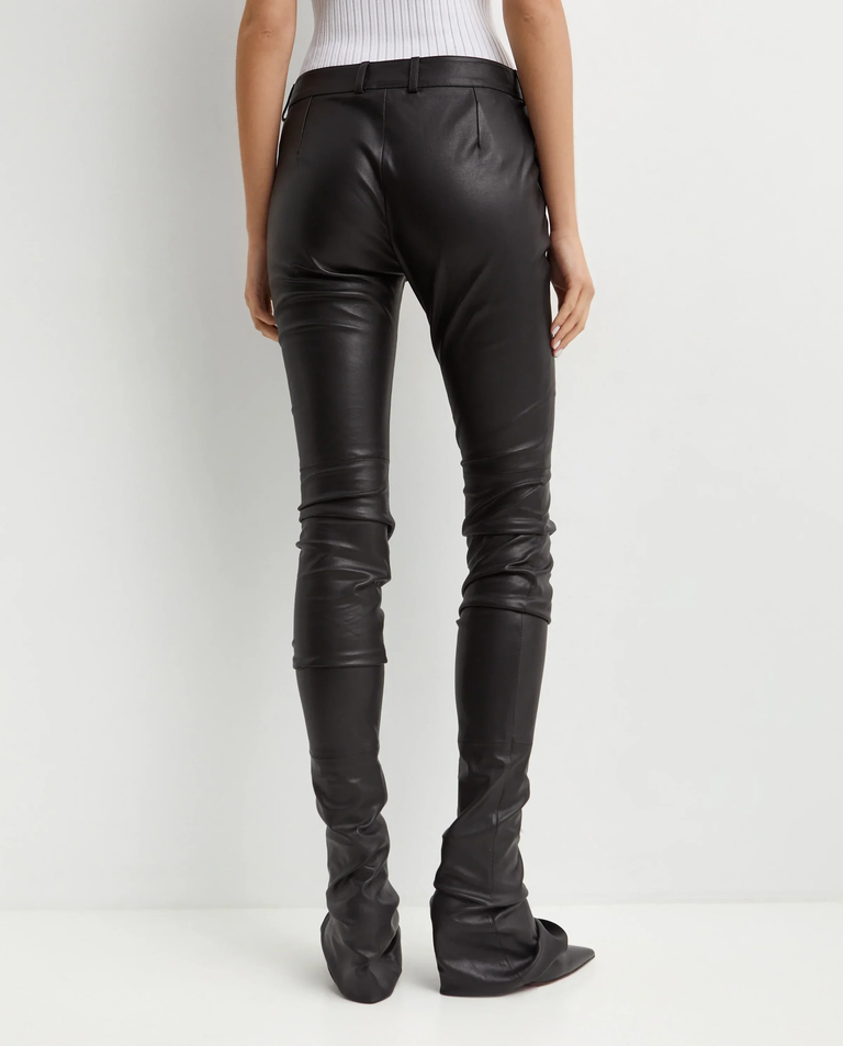 Czarne skórzane spodnie Slim Fit - Image #3