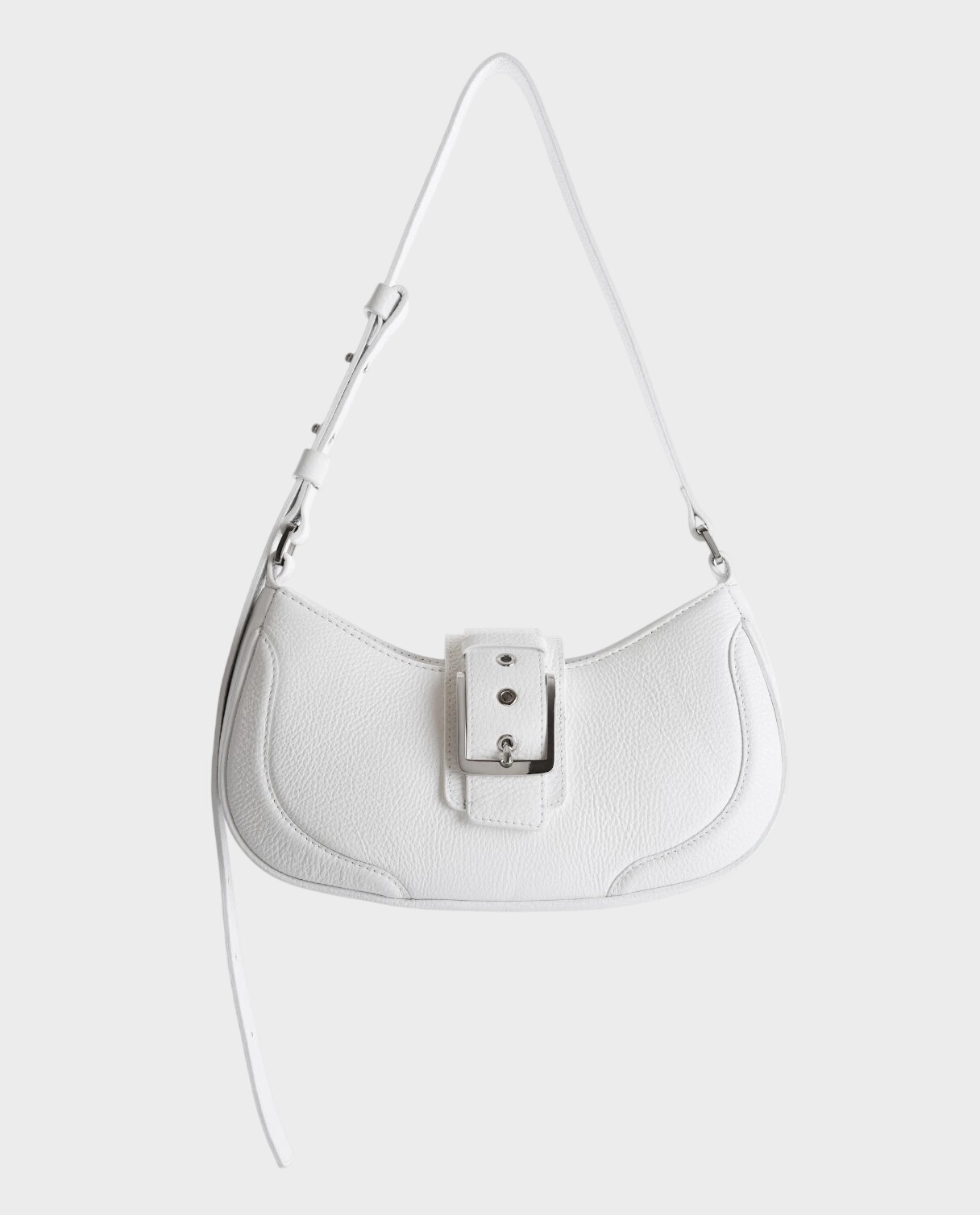 Biała skórzana torebka na ramię Baguette - Image #0