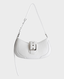 Biała skórzana torebka na ramię Baguette - Image #0
