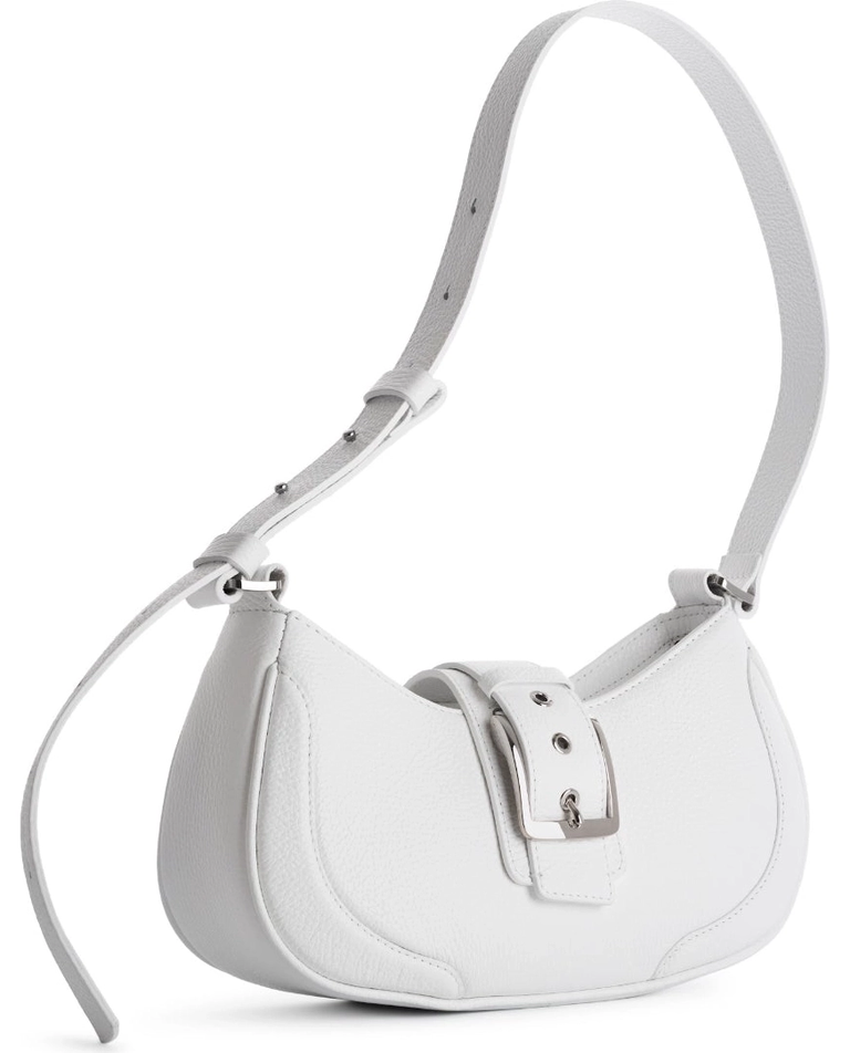 Biała skórzana torebka na ramię Baguette