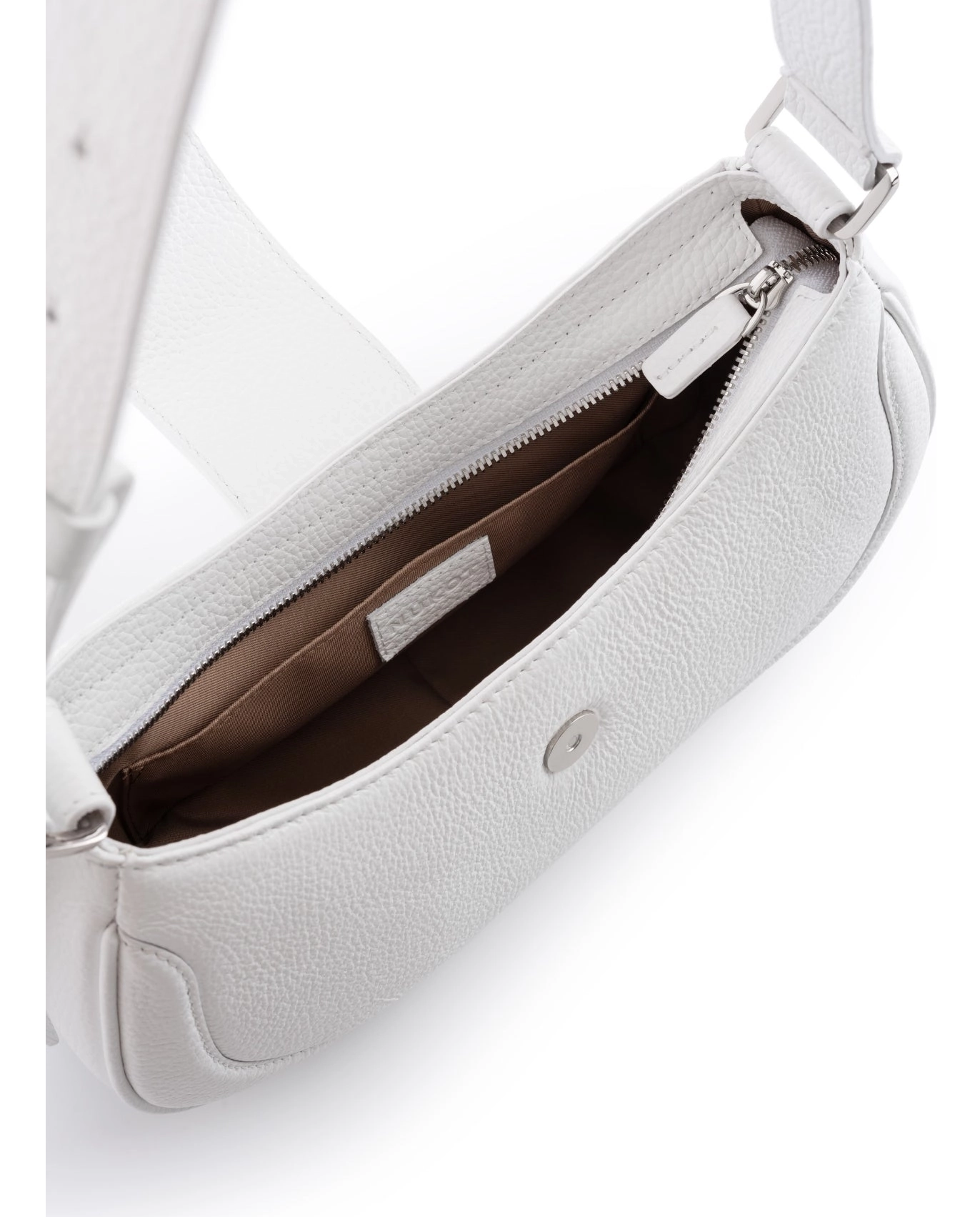 Biała skórzana torebka na ramię Baguette - Image #3