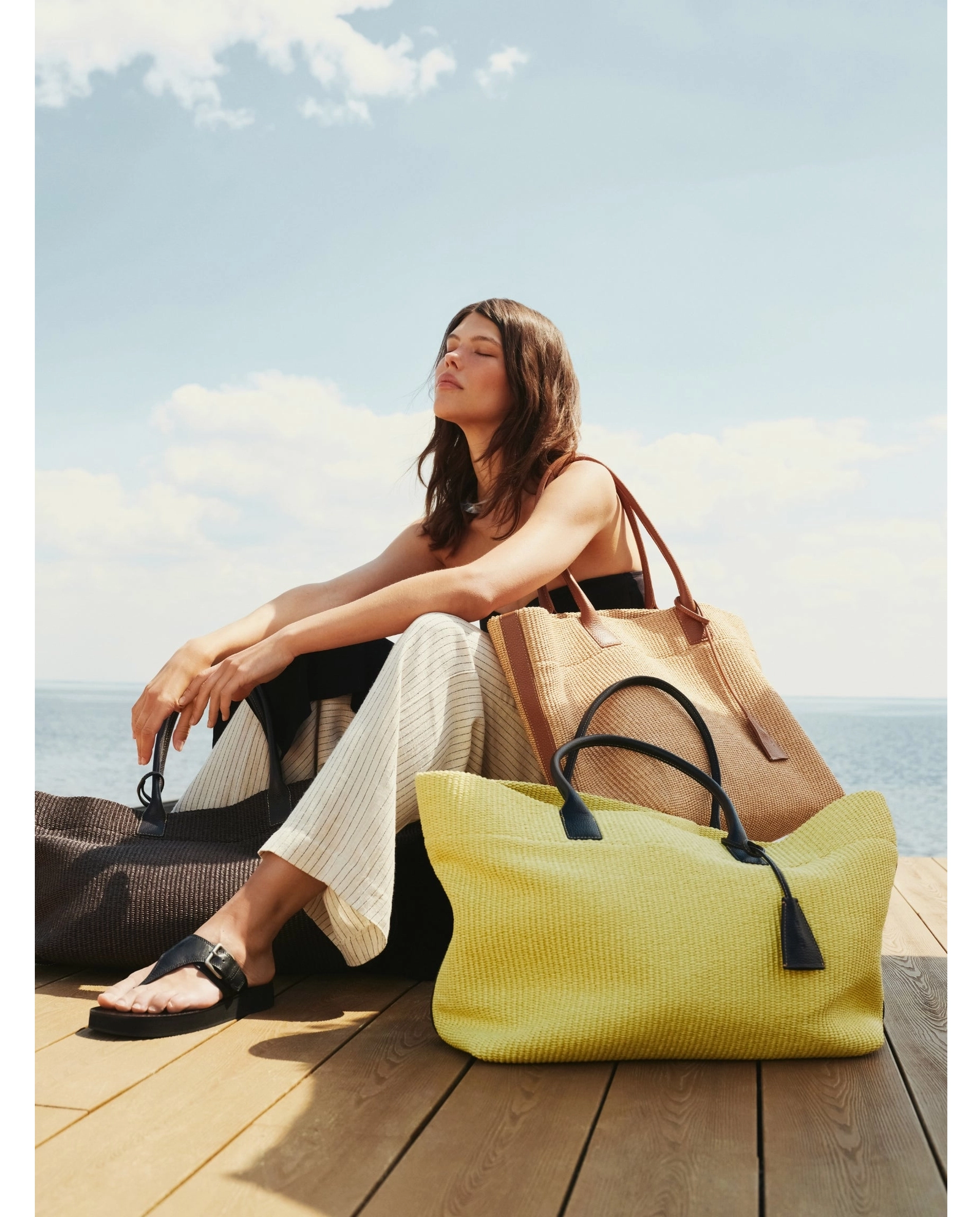 Żółta torba do ręki Raffia - Image #1