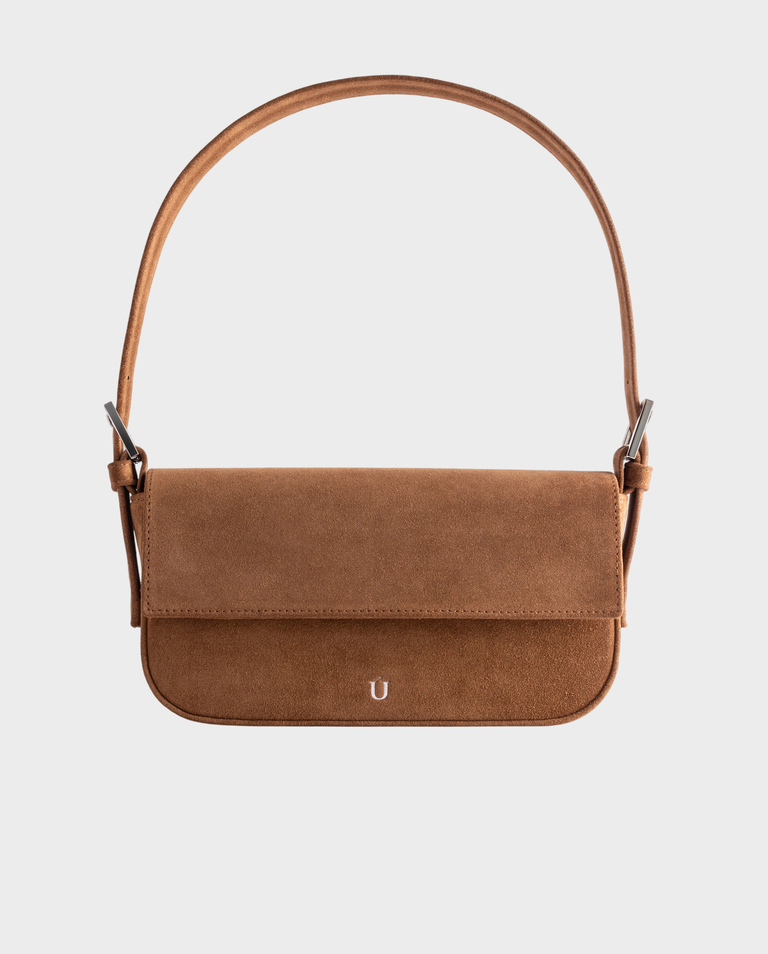 Zamszowa torebka na ramię Baguette Toffee