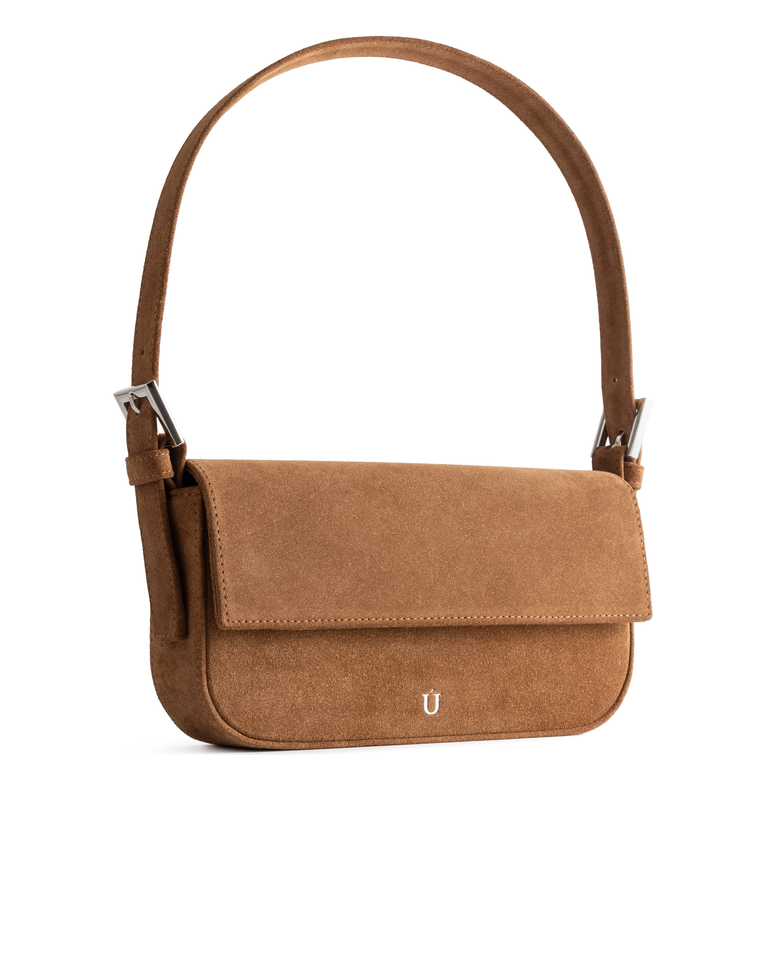 Zamszowa torebka na ramię Baguette Toffee