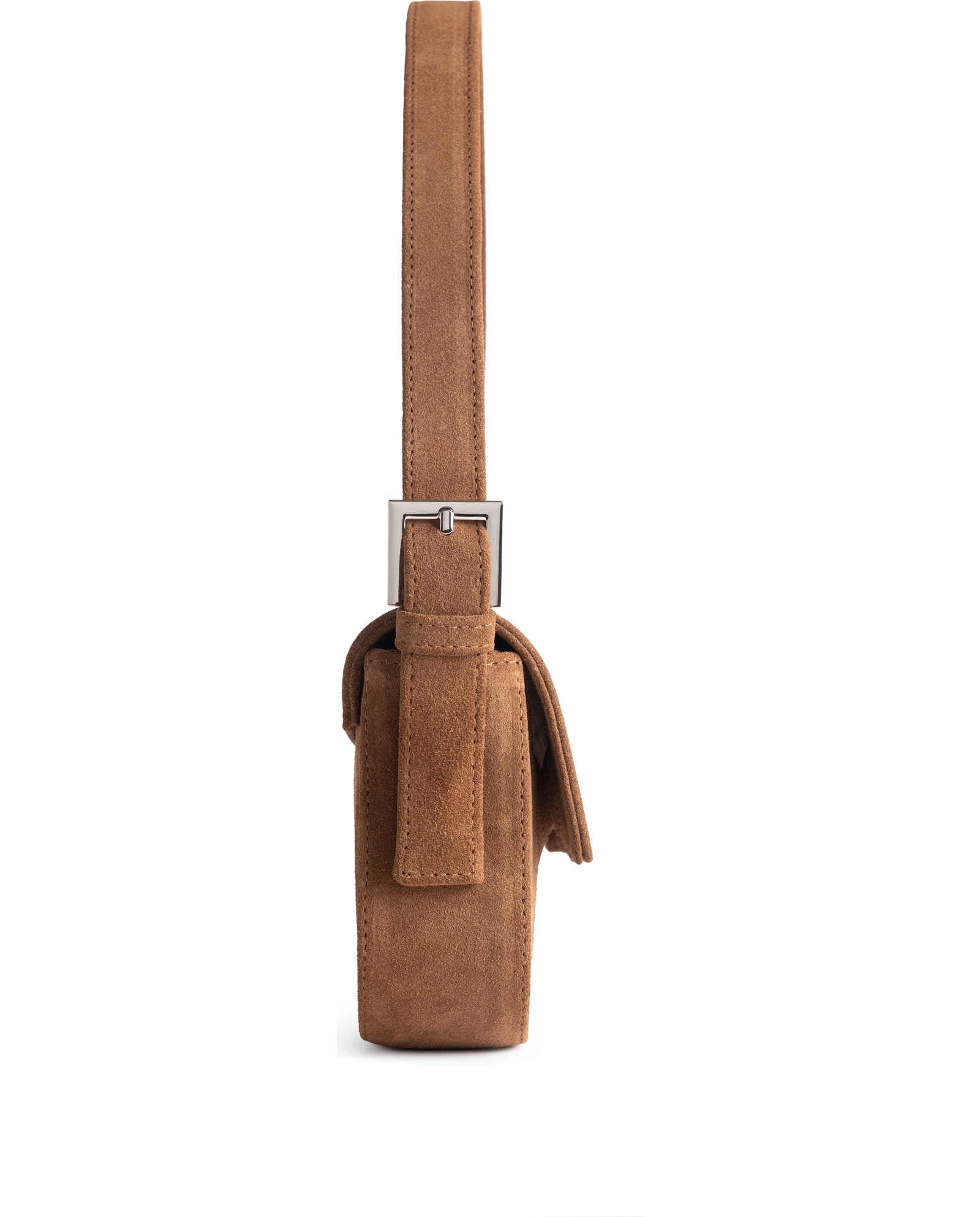 Zamszowa torebka na ramię Baguette Toffee - Image #4