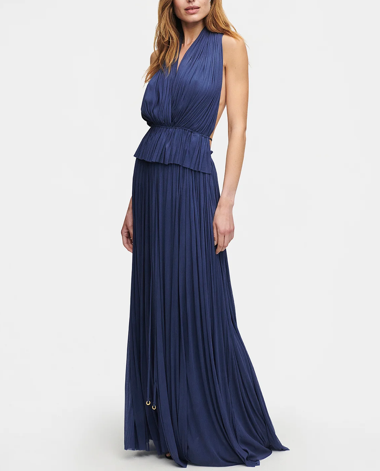 Granatowy top z jedwabiu