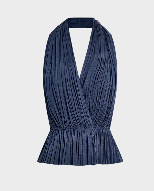 Granatowy top z jedwabiu - Image #4