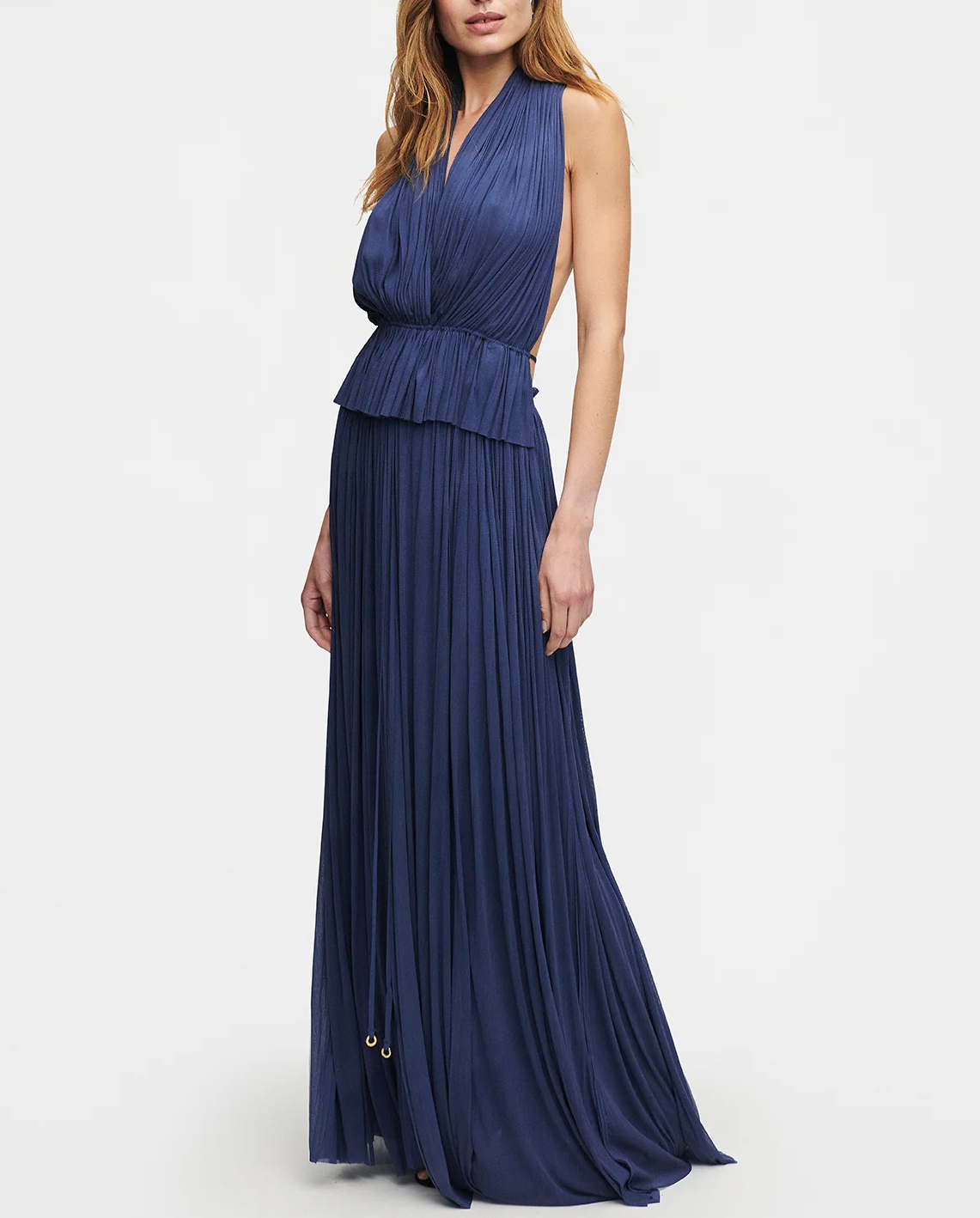 Granatowa spódnica maxi z jedwabiu - Image #1