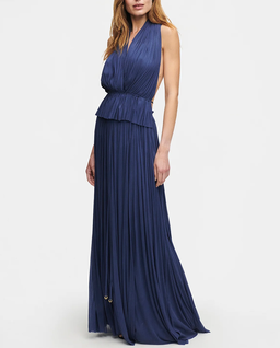 Granatowa spódnica maxi z jedwabiu - Image #1