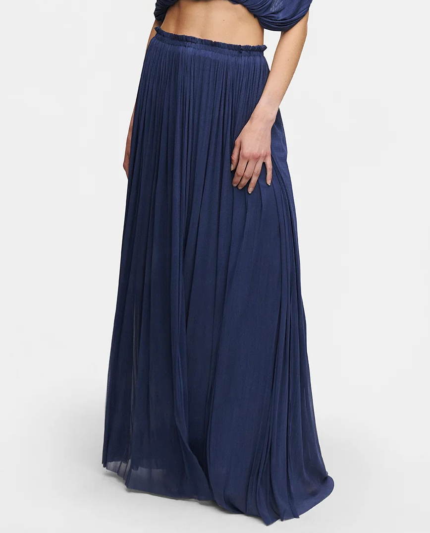 Granatowa spódnica maxi z jedwabiu - Image #0