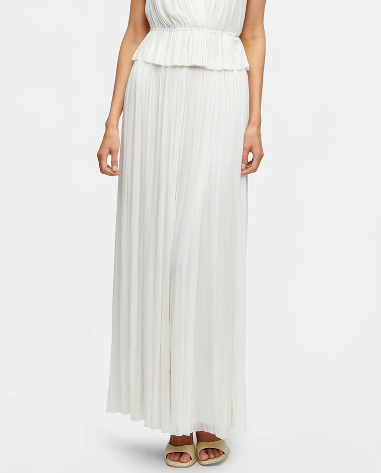 Biała spódnica maxi z jedwabiu