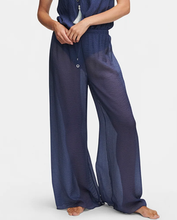 Jedwabne granatowe spodnie o luźnym kroju - Image #0