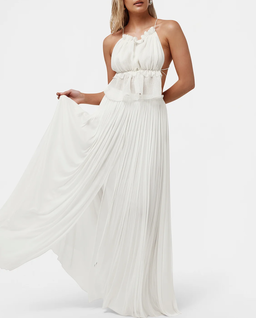 Biały jedwabny top z falbanką - Image #1