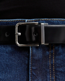 Skórzany czarny pasek z klamrą - Image #4