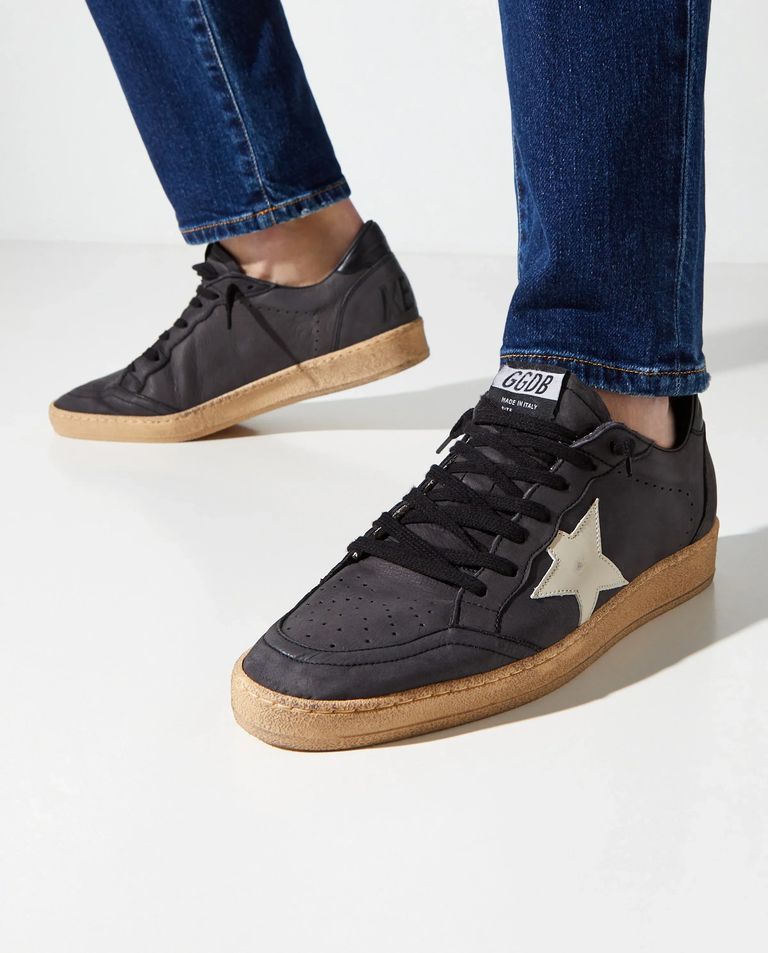 Ciemnobrązowe skórzane sneakersy Ball Star