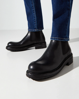 Czarne skórzane botki Beatles - Image #1