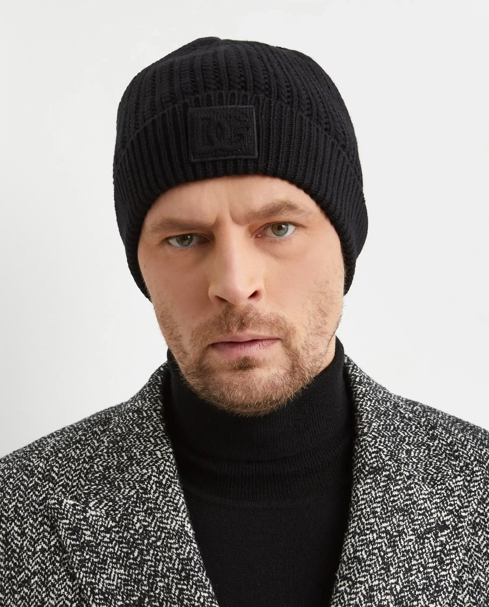 Czarna wełniana czapka z logo - Image #1