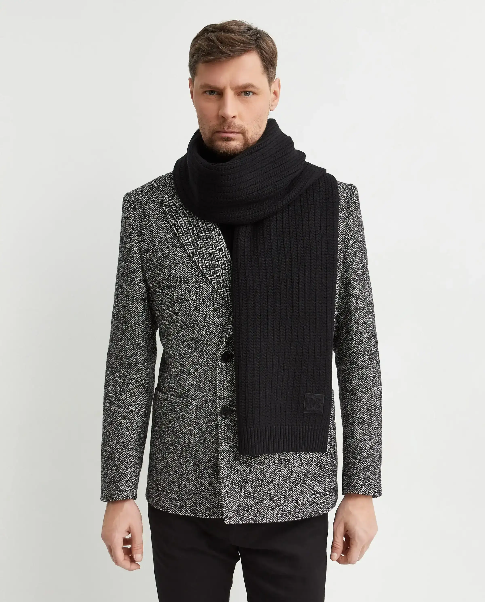 Czarny wełniany szalik - Image #1