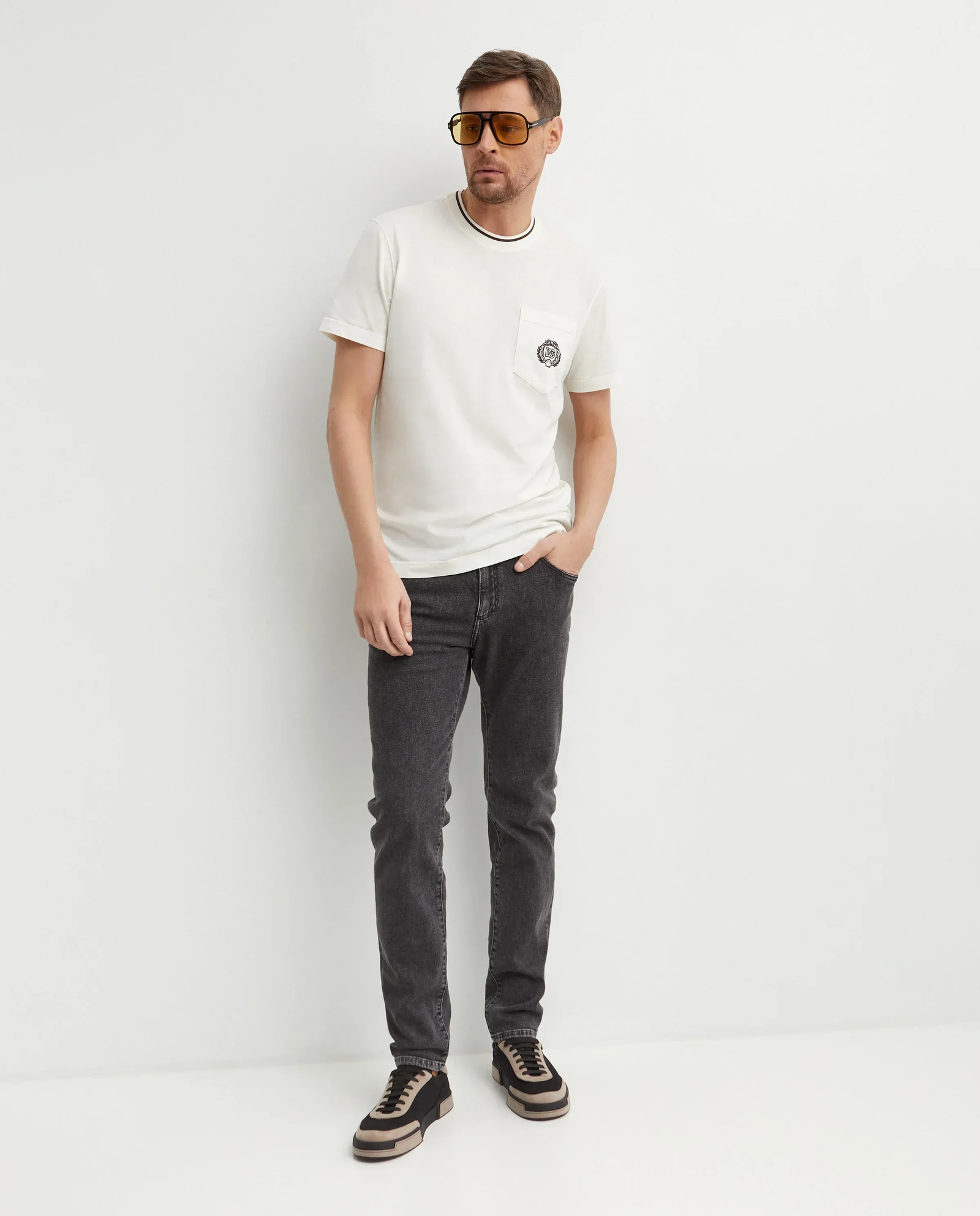 Biała bawełniana koszulka z logo - Image #2