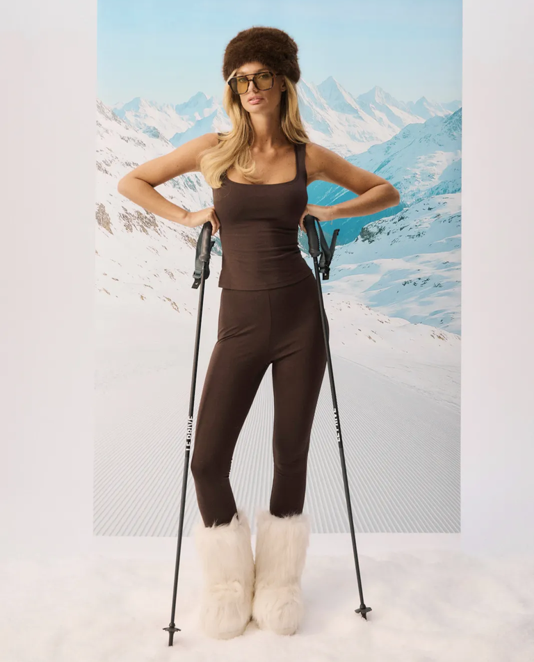 Brązowe legginsy z wysokim stanem Heidi