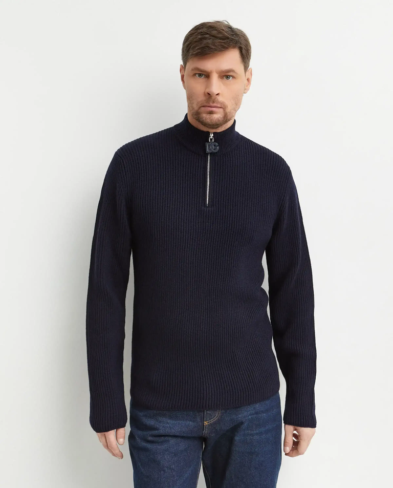 Granatowy sweter z suwakiem