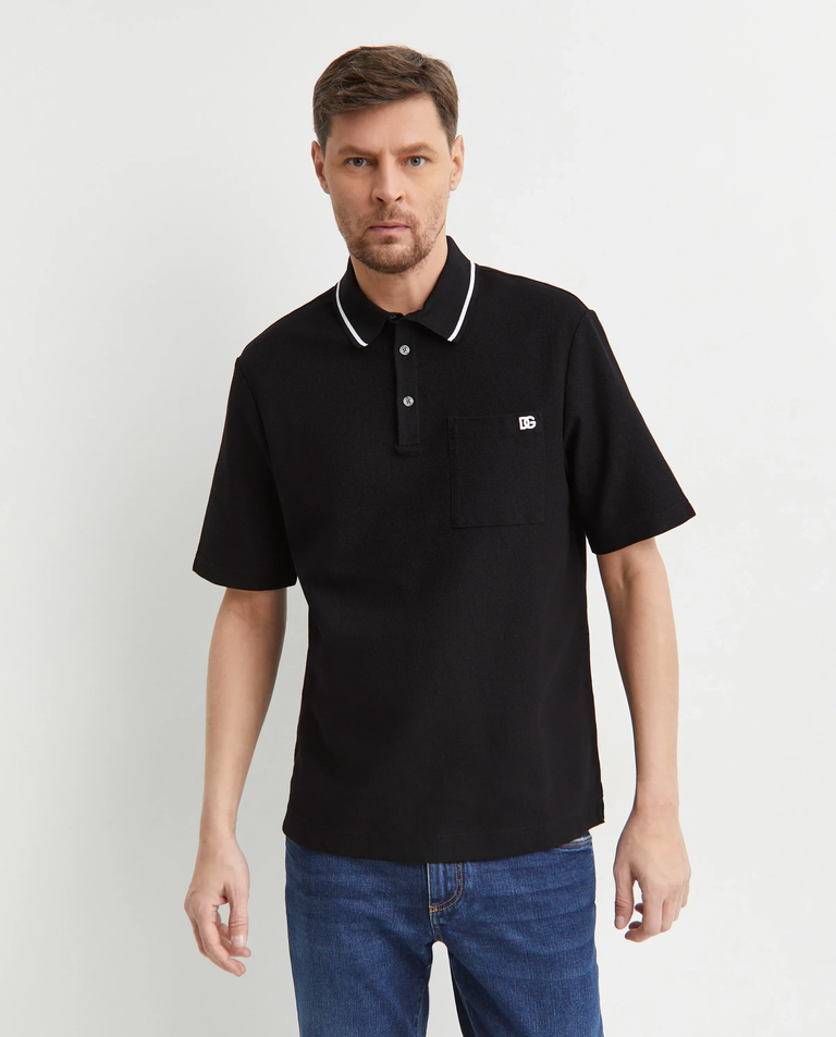 Czarna koszulka polo z logo
