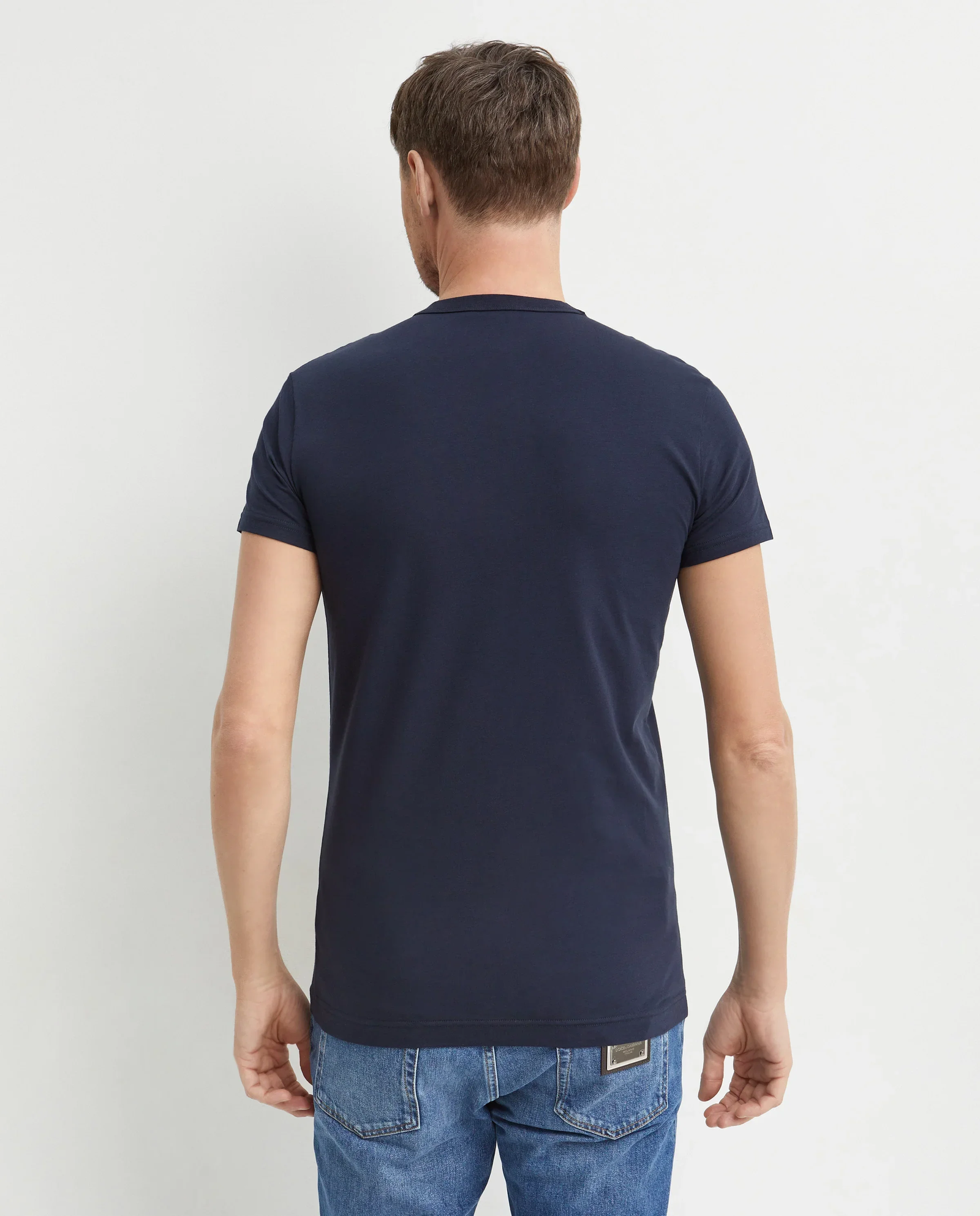 Granatowa bawełniana koszulka z logo - Image #3