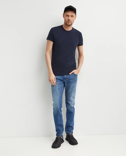 Granatowa bawełniana koszulka z logo - Image #2