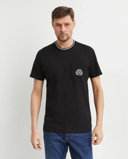 Czarna bawełniana koszulka z logo - Image #0