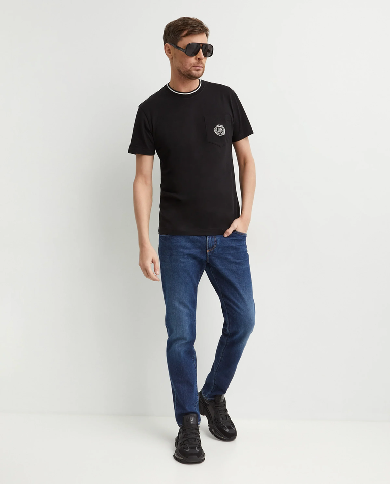 Czarna bawełniana koszulka z logo - Image #2