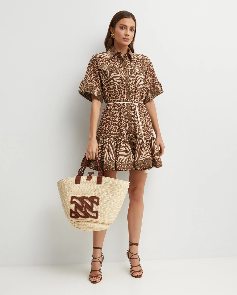 Brązowa sukienka mini Wanderlust Lantern