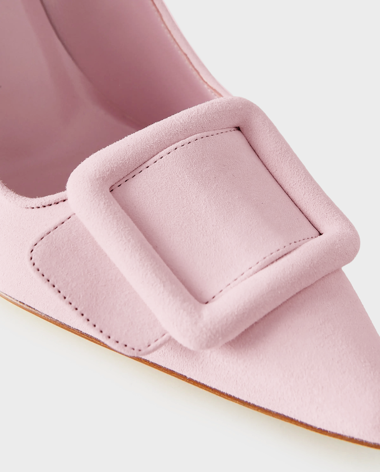 Jasnoróżowe zamszowe szpilki Maysale 90 - Image #4