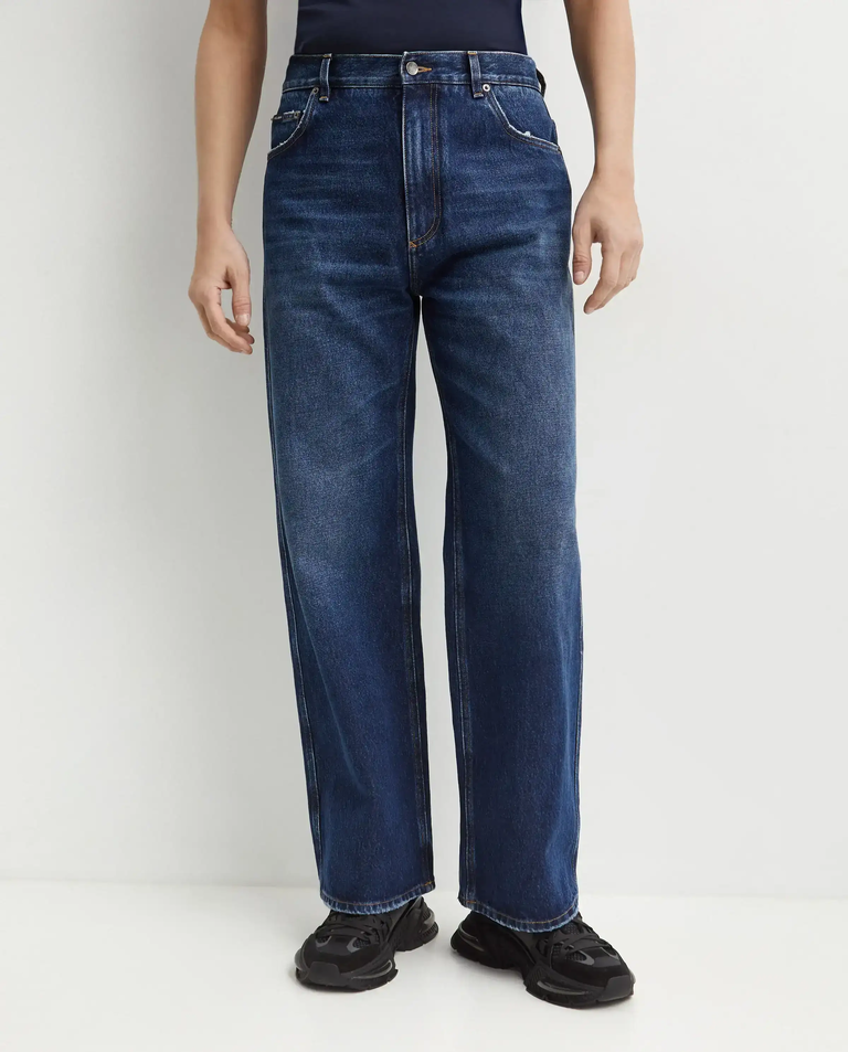 Granatowe jeansy z logo