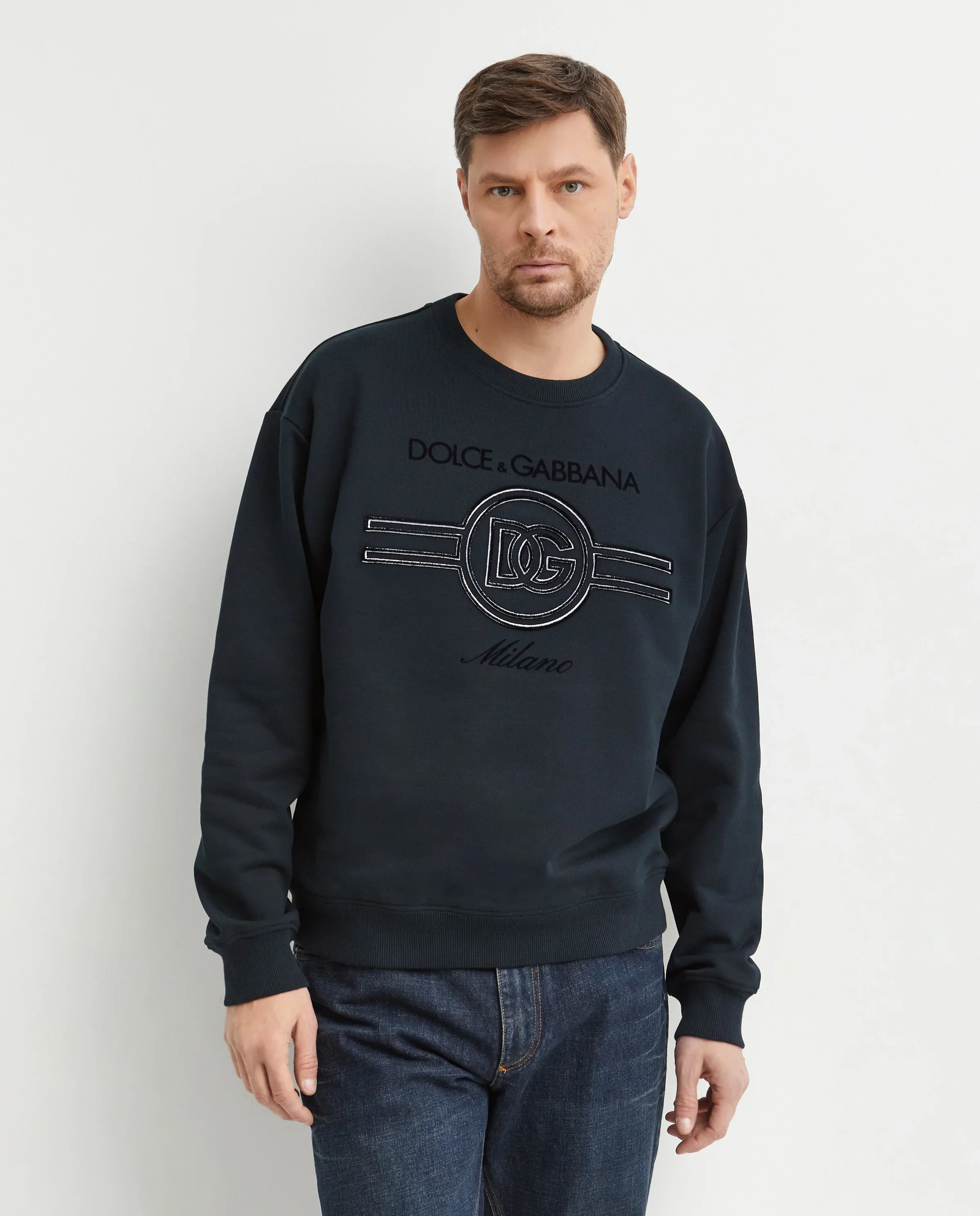 Granatowa bluza z haftem - Image #0