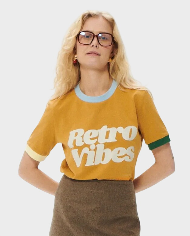 Musztardowy t-shirt Retro Vibes - Image #0