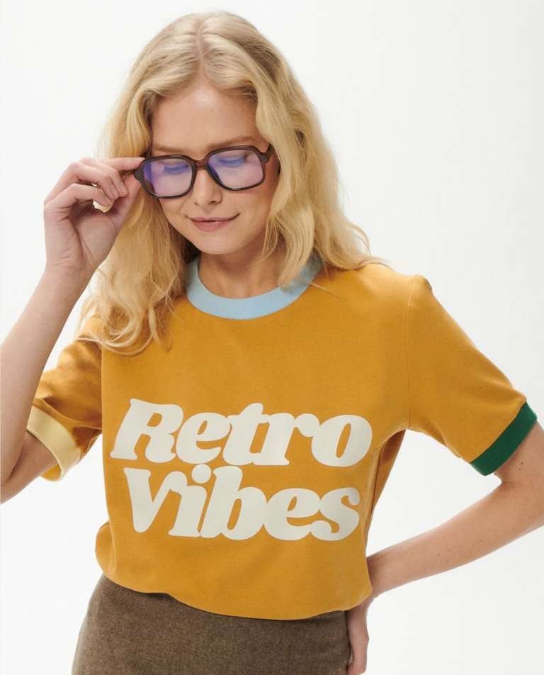 Musztardowy t-shirt Retro Vibes - Image #2