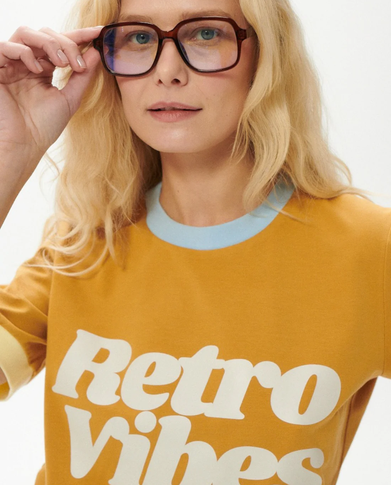 Musztardowy t-shirt Retro Vibes - Image #3