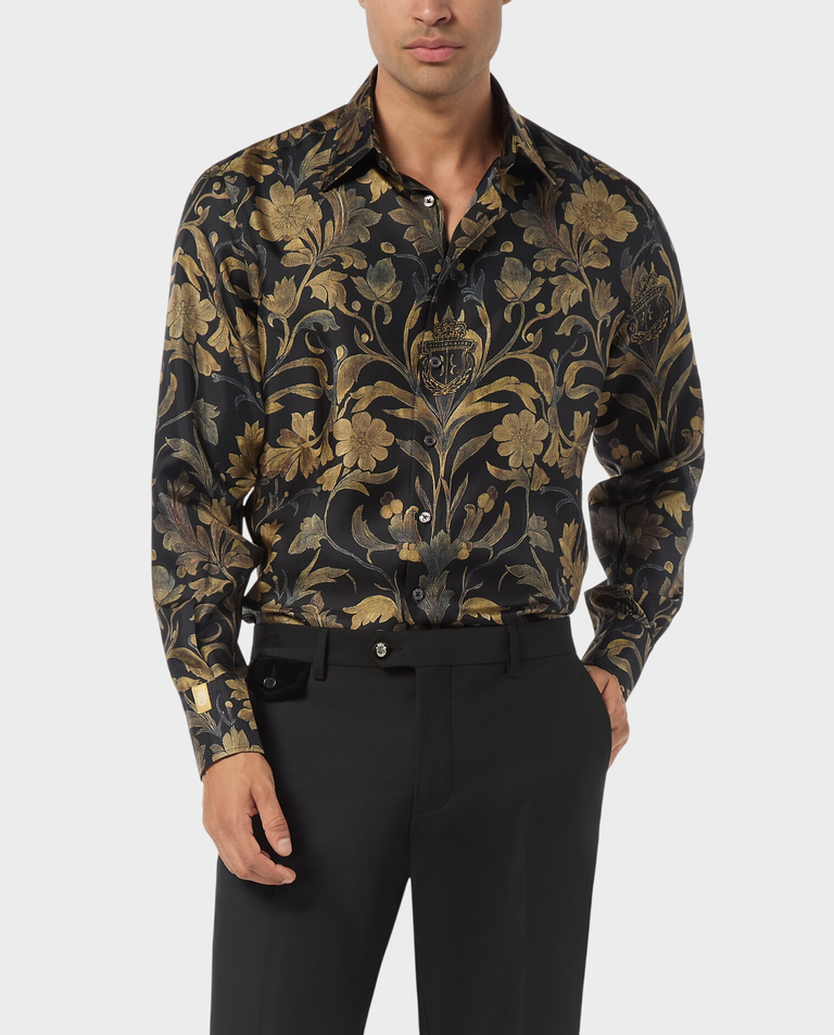 Jedwabna koszula ze złotym printem