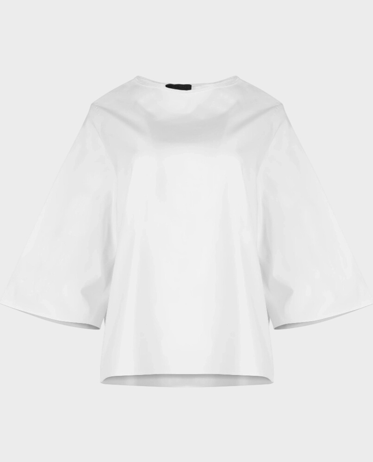 Biała bluzka z szerokimi rękawami - Image #0