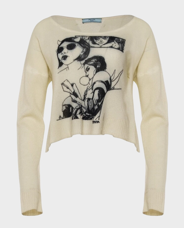 Krótki kremowy sweter „Comic” - Image #0