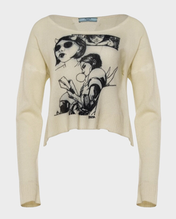 Krótki kremowy sweter „Comic” - Image #0