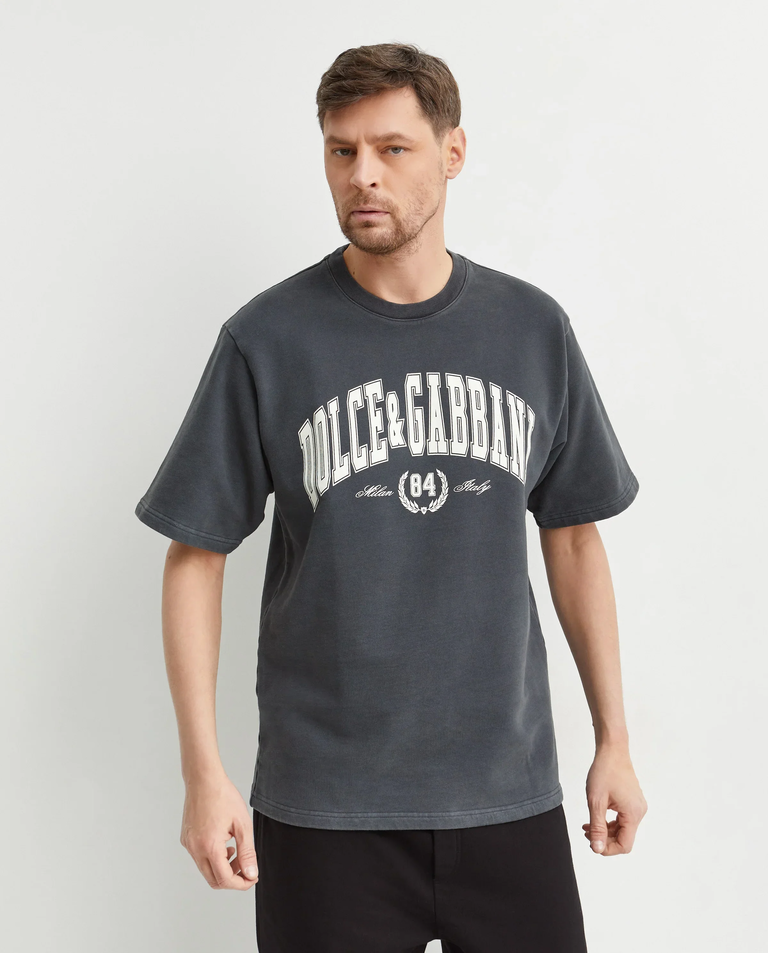 Szara bawełniana koszulka z nadrukiem