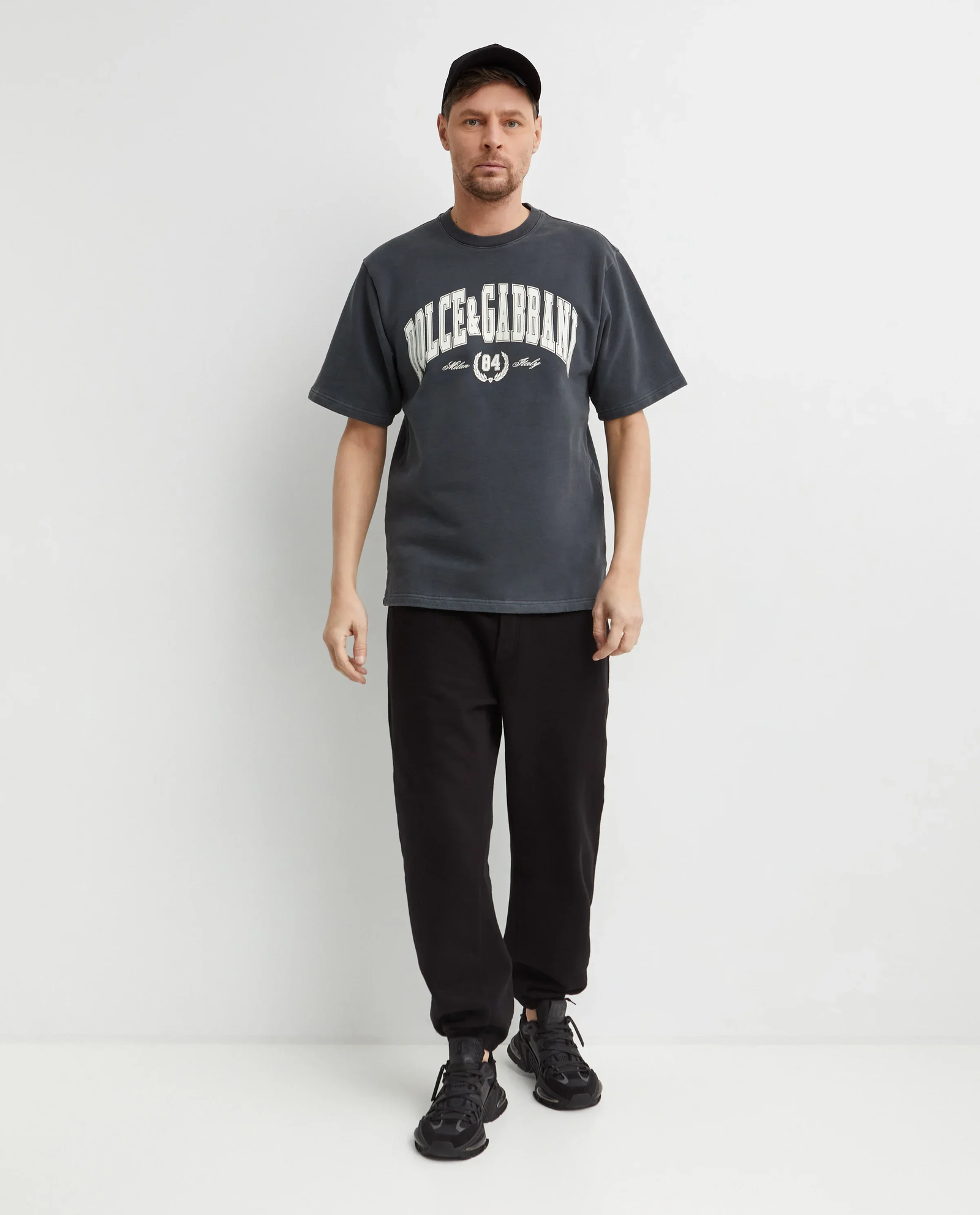 Szara bawełniana koszulka z nadrukiem - Image #2