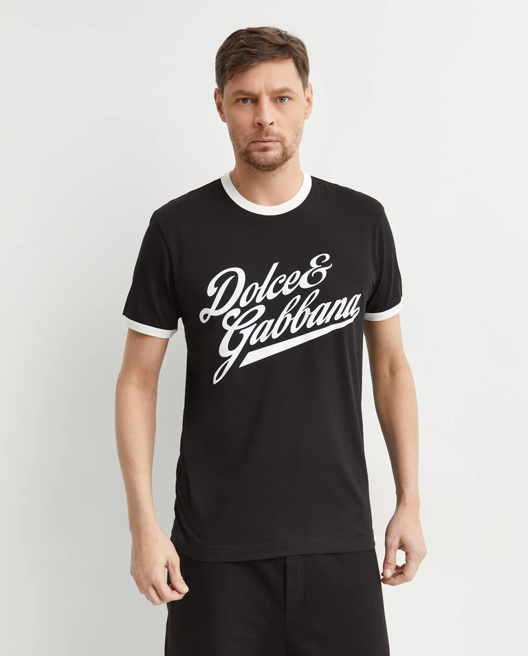 Czarna bawełniana koszulka z logo