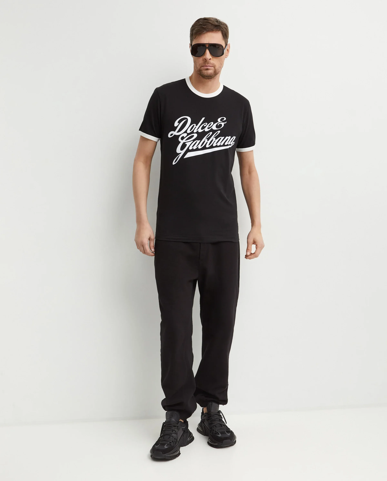 Czarna bawełniana koszulka z logo - Image #2